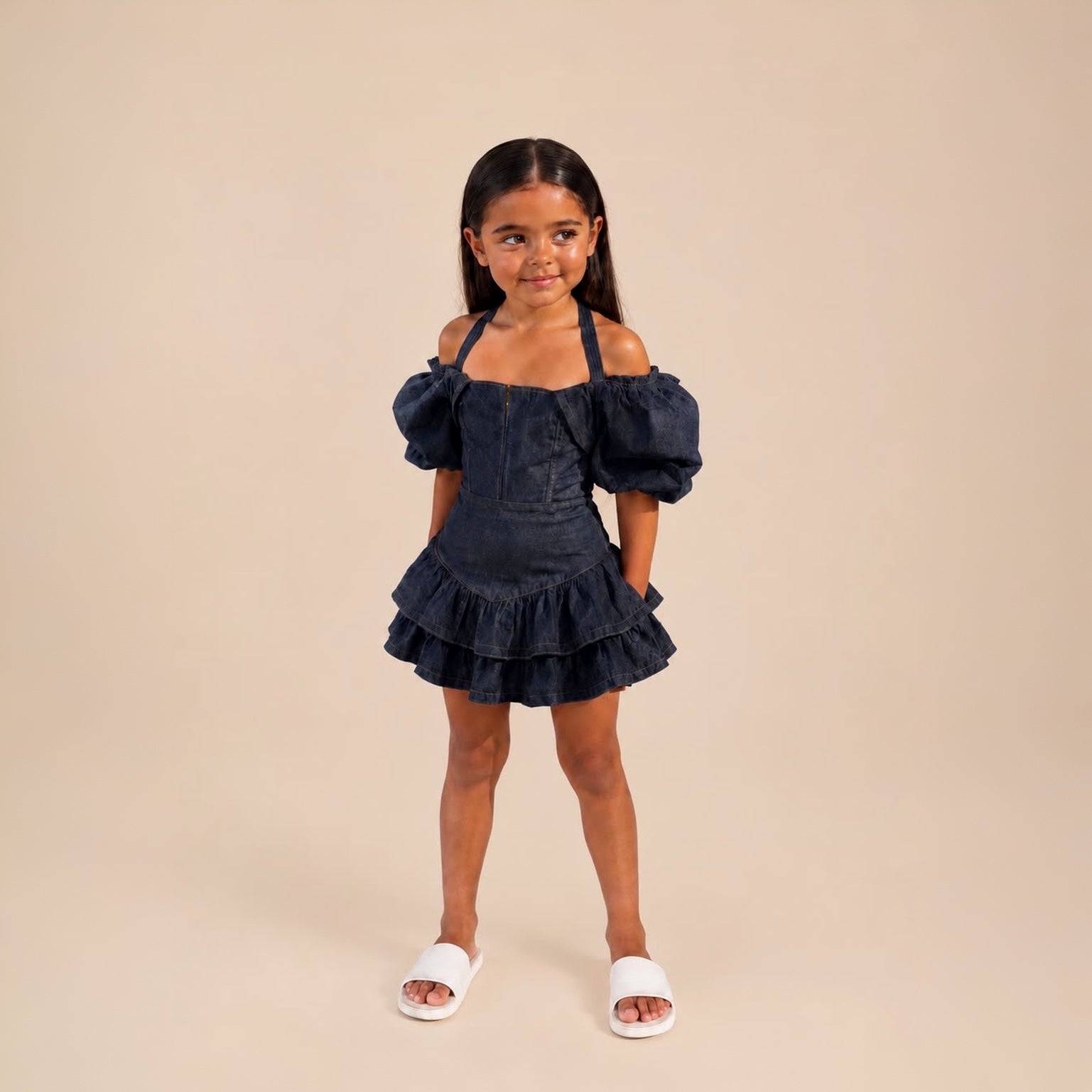 Denim Ruffle Dress